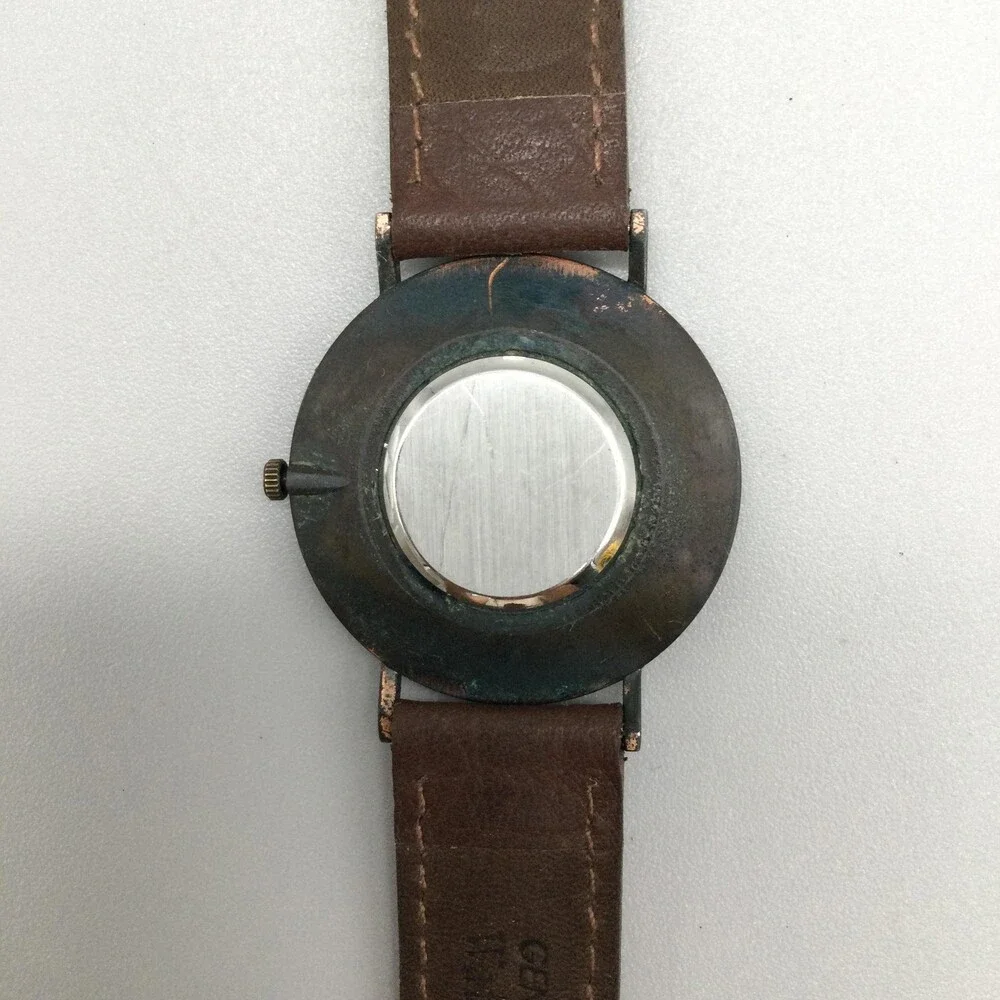 Fossil Mens Watch 36mm Stone on Copper Leather Classic Patina Case New Battery